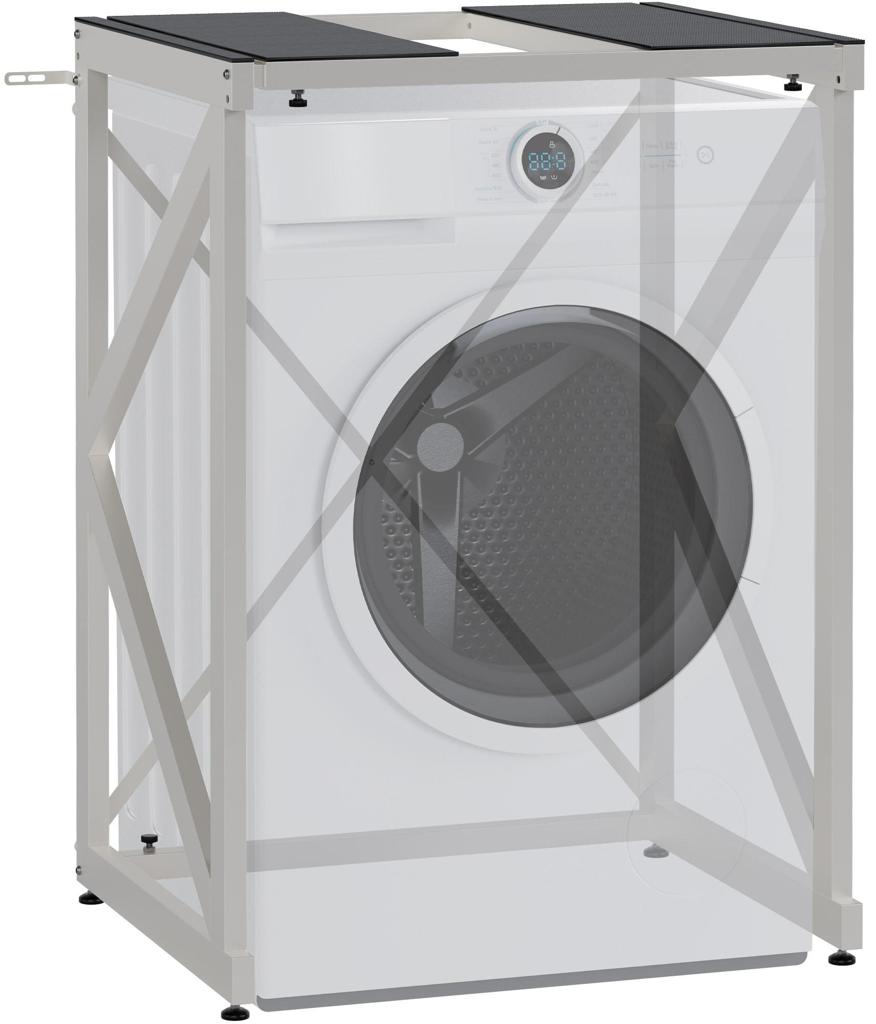 STAPELGESTELL für Wäschetrockner auf Waschmaschine RALF Weiß - Weiß, Metall (84/101/60cm) - DELUKE