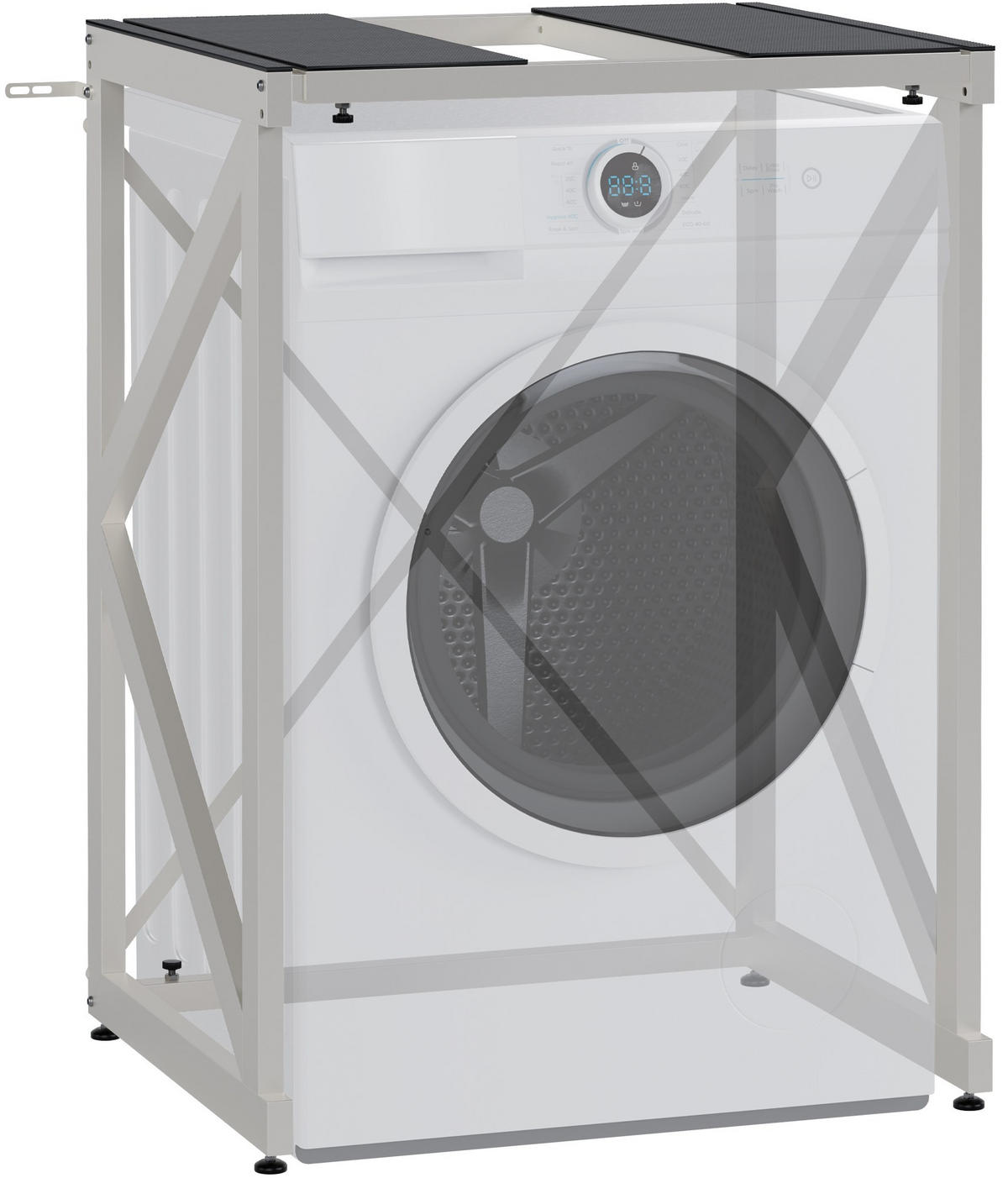 STAPELGESTELL für Wäschetrockner auf Waschmaschine RALF Weiß - Weiß, Metall (84/101/60cm) - DELUKE