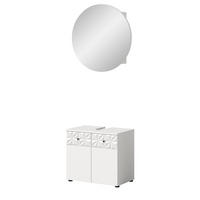 BADMÖBEL-SET weiß Hochglanz 2-teilig 70 cm, Komplettset mit 3D-Struktur - Weiß Hochglanz, Glas/Holzwerkstoff (70/187/37cm) - Inn.Furn