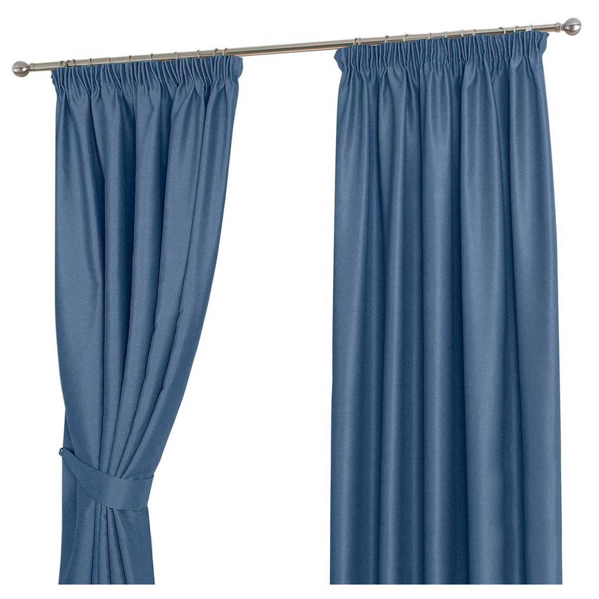 VERDUNKELUNGSVORHÄNGE Fischgrät mit Thermo-Funktion, Kräuselband 167/137 cm - Dunkelblau, Textil (167/137cm) - Homescapes