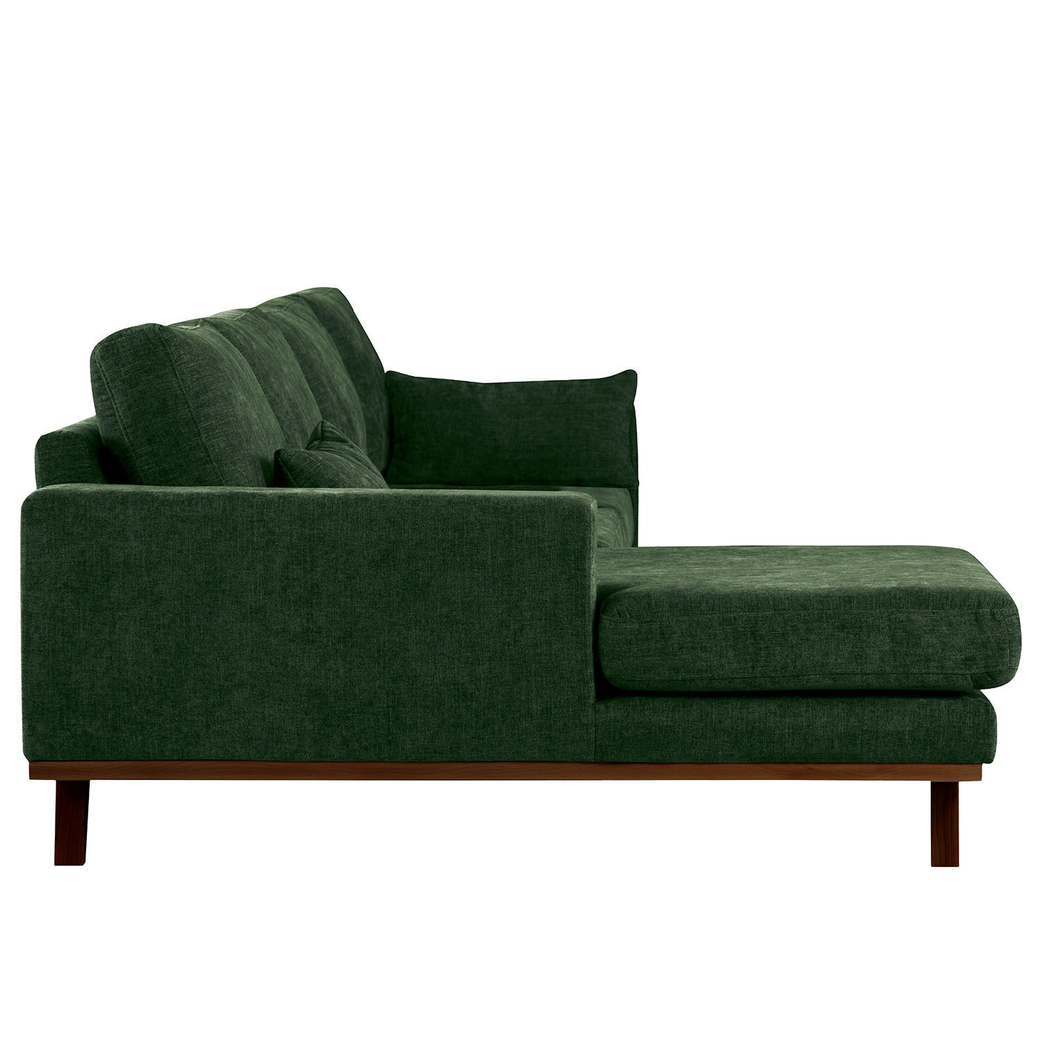ECKSOFA mit Longchair - Dunkelgrün/Buchefarben, Textil (281/153cm) - home24