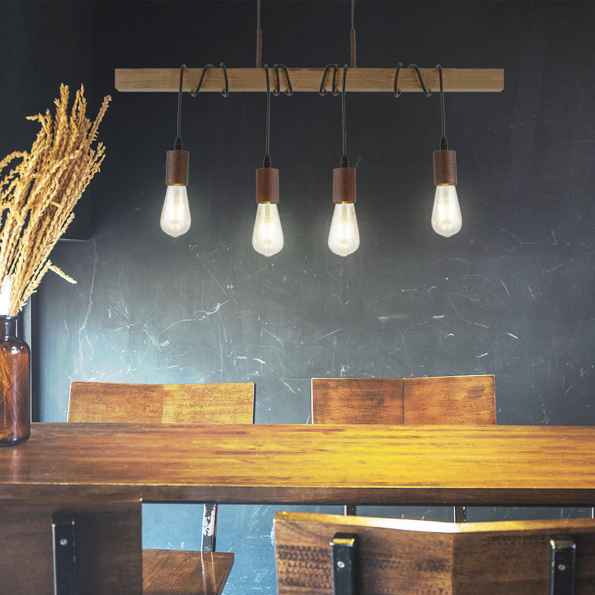 HÄNGELEUCHTE Balken Braun Natur - Braun, Holz (70/6/150cm)