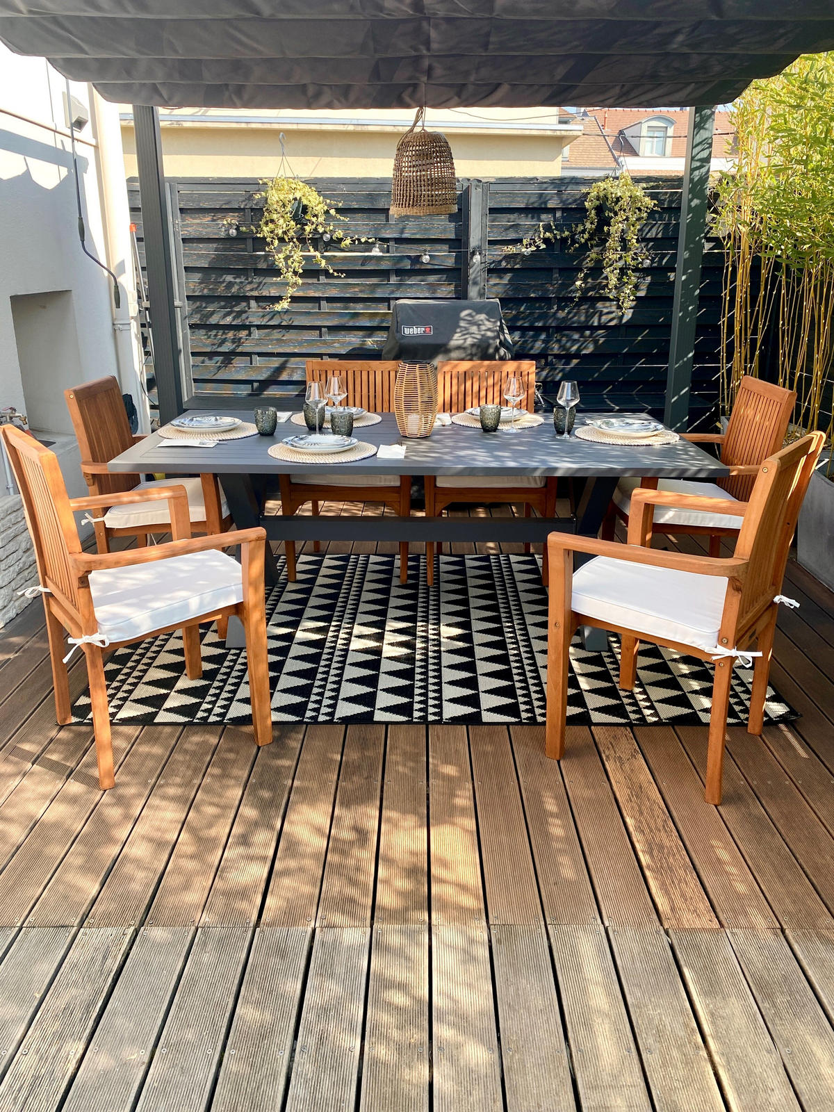 GARTENTISCH Aluminium grau 200/105 cm Cascais - Grau, Metall (200/105/74cm) - Beliani