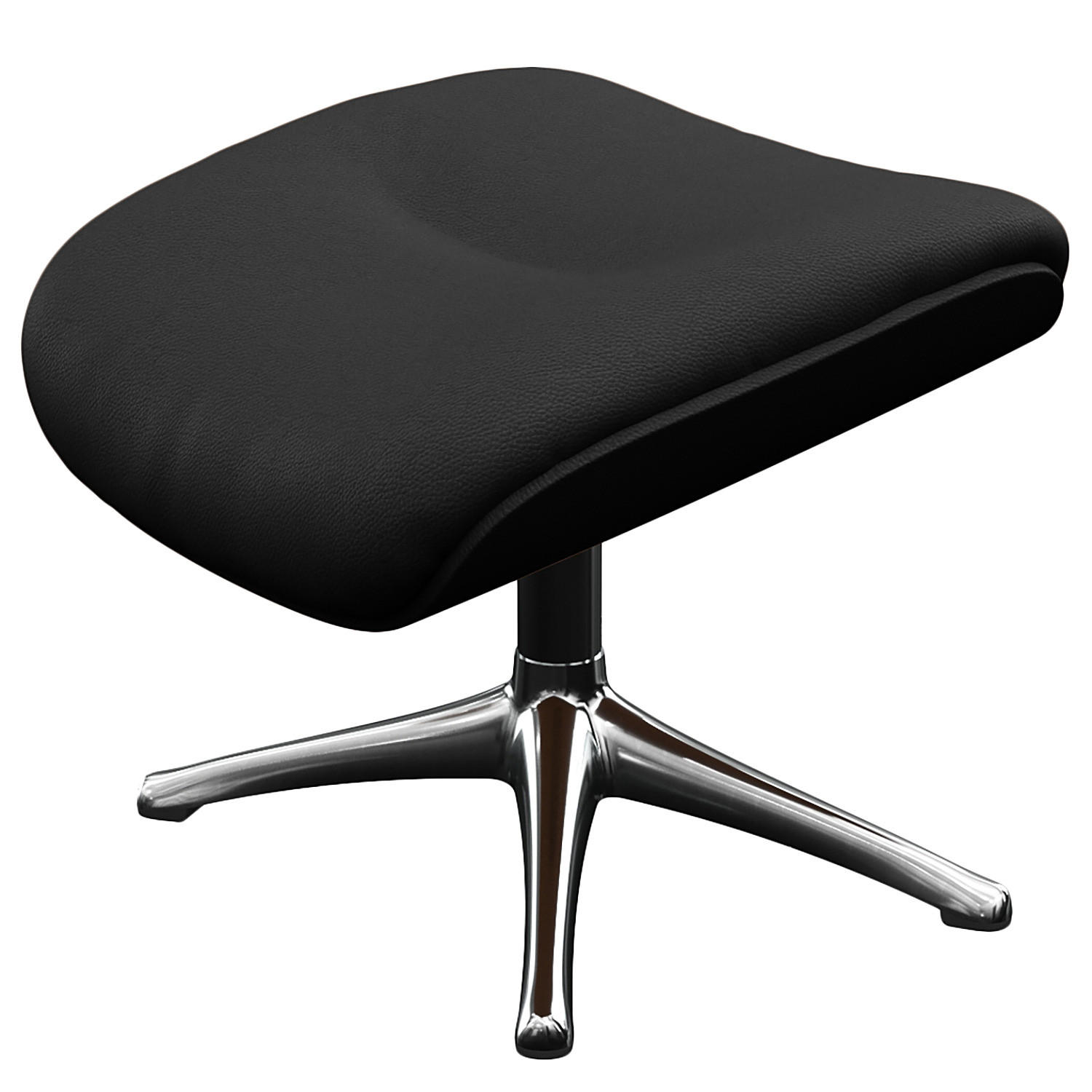 POLSTERHOCKER - Chromfarben/Schwarz, Leder/Metall (44/39/49cm) - home24