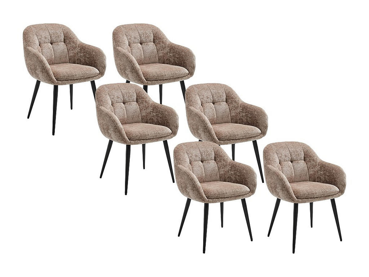 2‑ER Set Stühle mit Armlehnen - Textilstoff & Metall - Taupe - LASSANDRA - Braun, Textil (59/81/59cm) - Vente-Unique