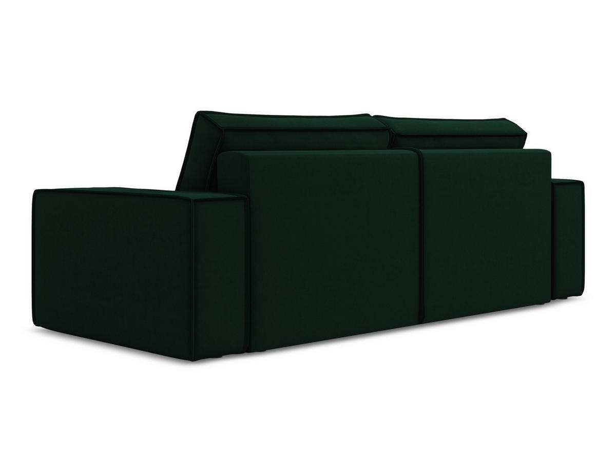 3-SITZER SOFA mit Schlaffunktion Samt Stoff Grün - Dunkelgrün/Schwarz, Kunststoff/Textil (255/85/105cm) - Makamii