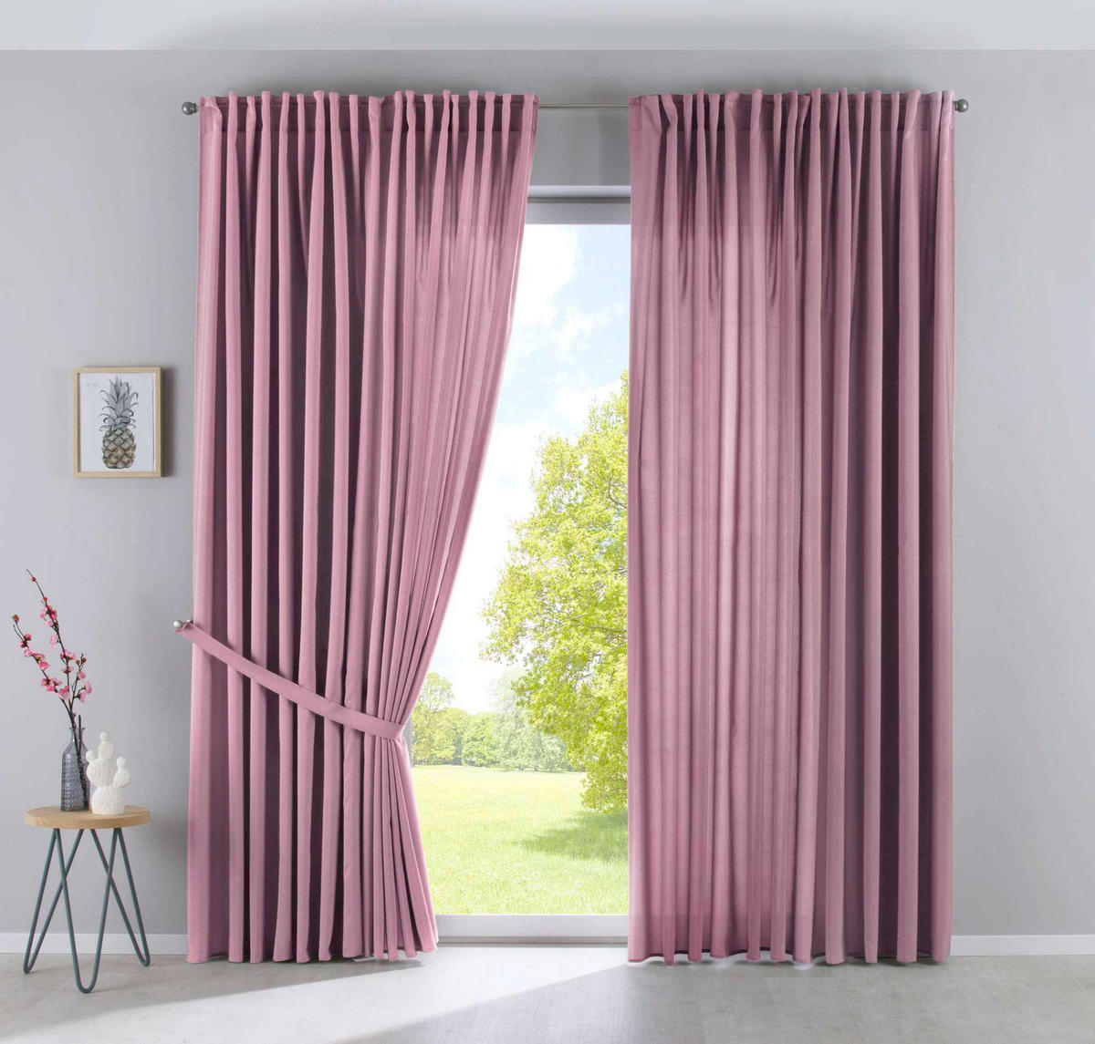 SCHLAUFENGARDINE 2ER SET »Jena« HxB 250x300 cm Altrosa - Rosa, Textil (300/250cm) - Gardinenbox