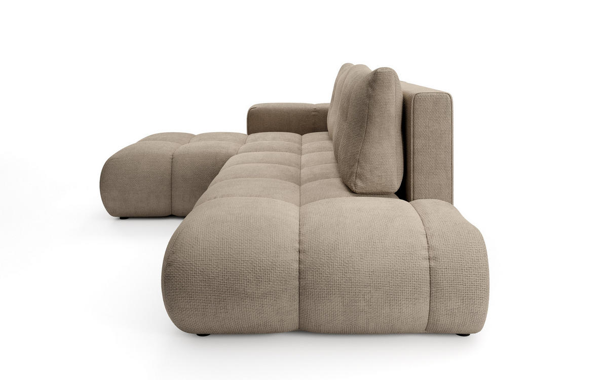 ECKSOFA DUCA L-S Beige Chenille mit Schlaffunktion - Beige, Holz (266.5/266.5cm) - MASSENO