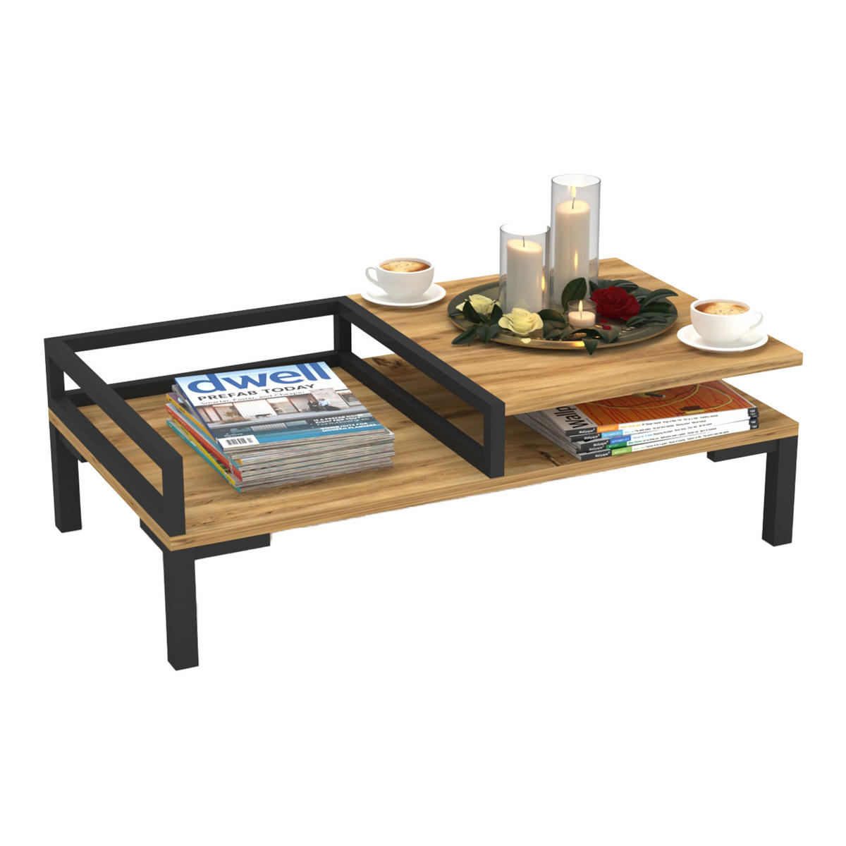 COUCHTISCH Ibestad 90/50/28 - Eichefarben, Holzwerkstoff/Metall (90/50/28cm)