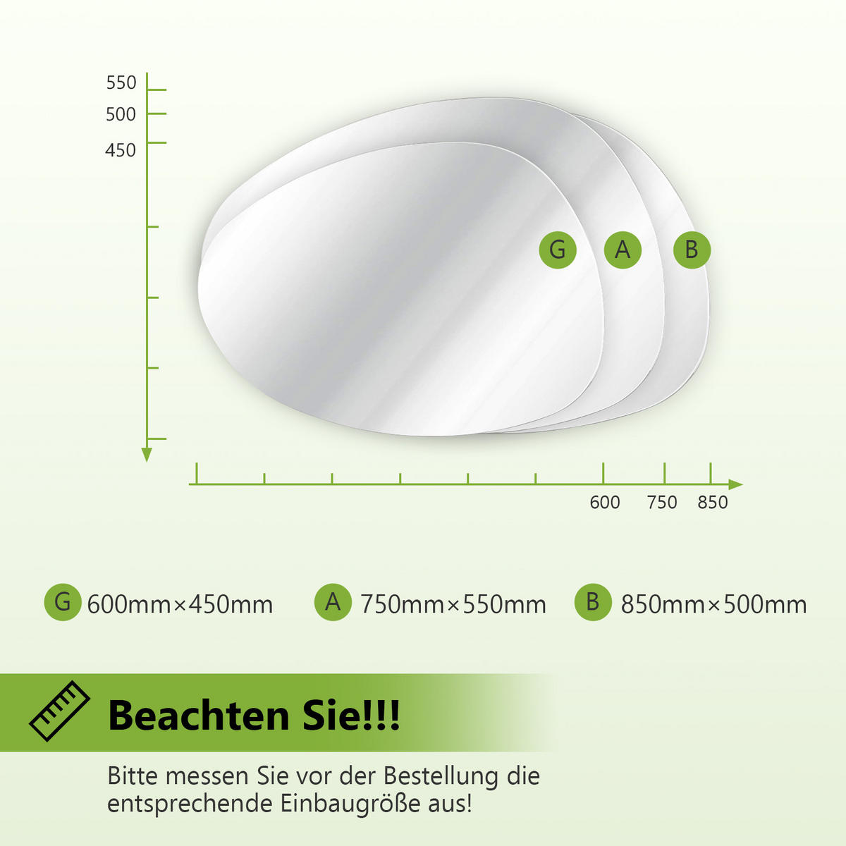 BADEZIMMERSPIEGEL 60/45 cm asymmetrisch ohne Rahmen - Transparent, Glas (45/60/1cm) - S'AFIELINA