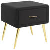 NACHTTISCH Samtstoff schwarz/gold 1 Schublade 38/46/49 cm Flayat - Goldfarben/Schwarz, Textil (46/49/38cm) - Beliani