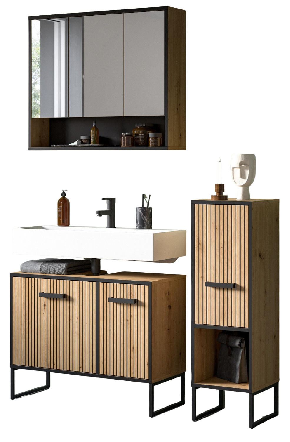 Inn.Furn Badmöbel-Set Eiche Artisan 125x192x36 cm