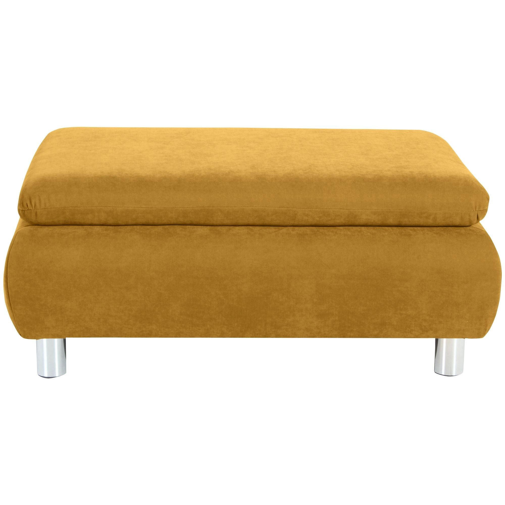 HOCKER Kaye Bezug Veloursstoff Metallfuß verchromt / mais - Gelb, Kunststoff (90/43/60cm) - 58aufmkessel