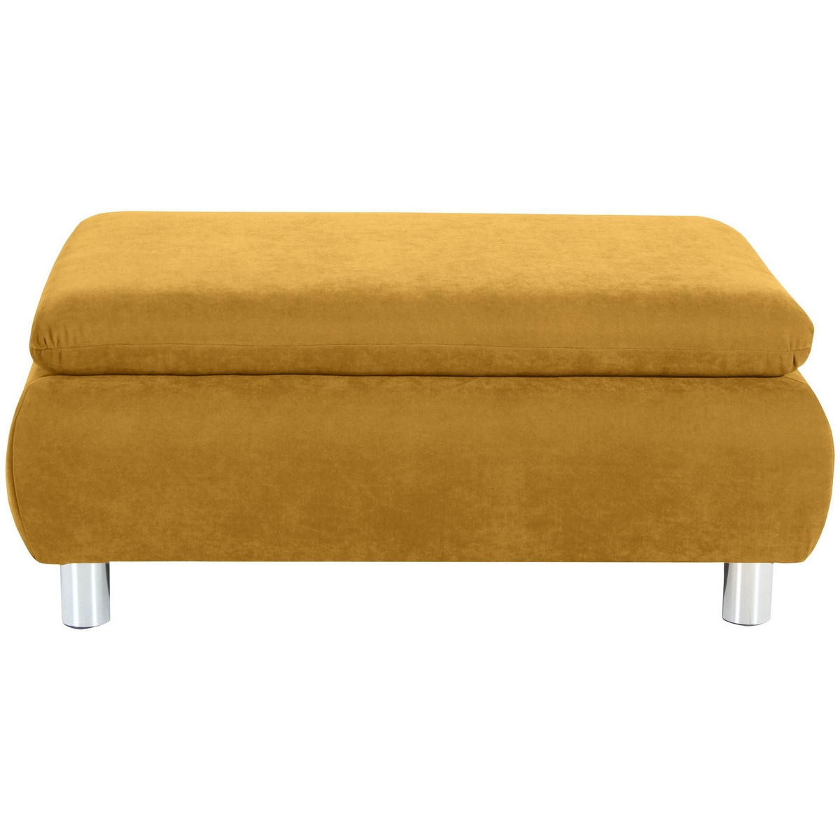 HOCKER Kaye Bezug Veloursstoff Metallfuß verchromt / mais - Gelb, Kunststoff (90/43/60cm) - 58aufmkessel