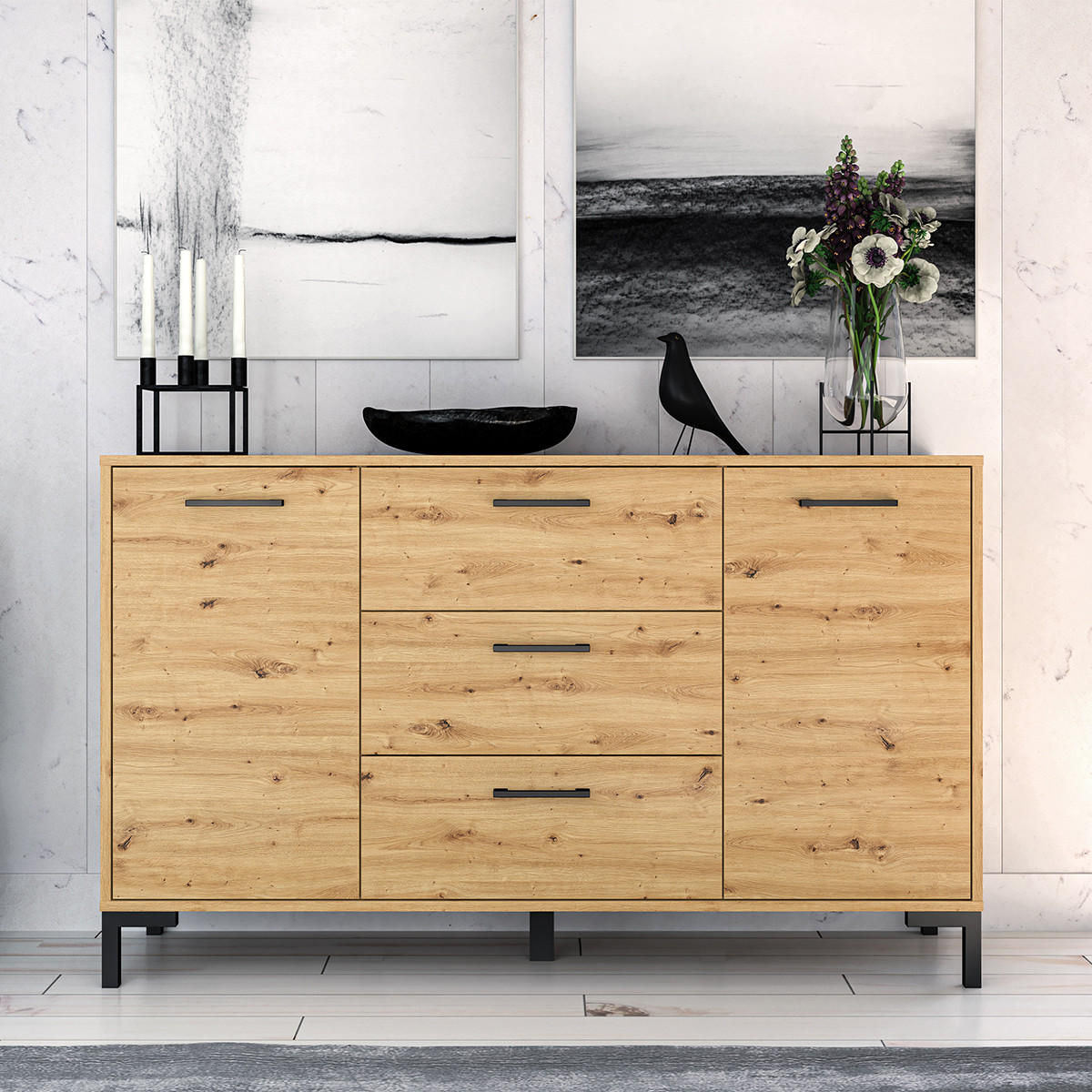 SIDEBOARD Liora Holz - Braun, Holzwerkstoff (138/83/40cm) - Petits-meubles