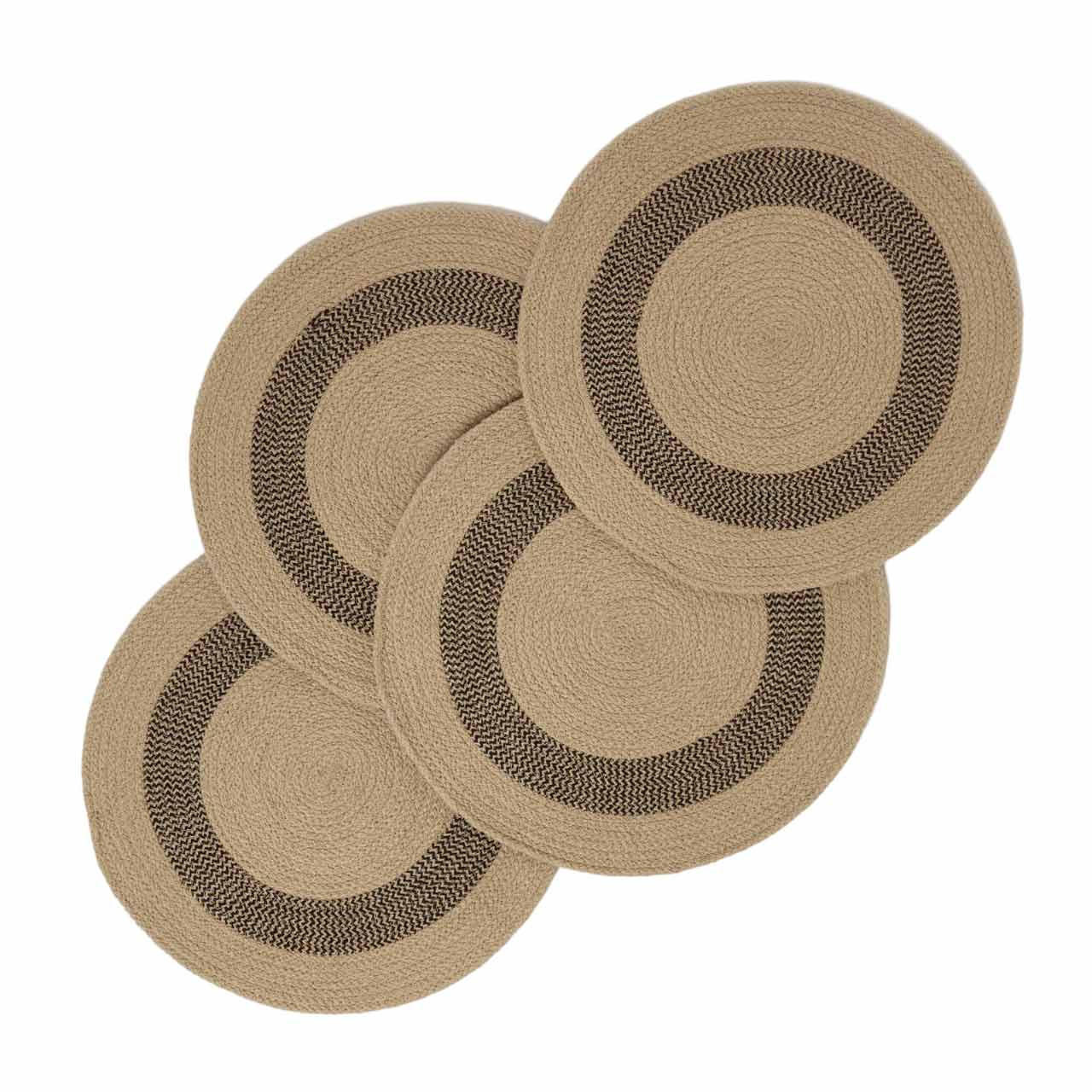 TISCHSET rund im 4er-Set 40 cm, schwarz-natur aus Baumwolle - Schwarz/Braun, Textil (40/40cm) - Homescapes