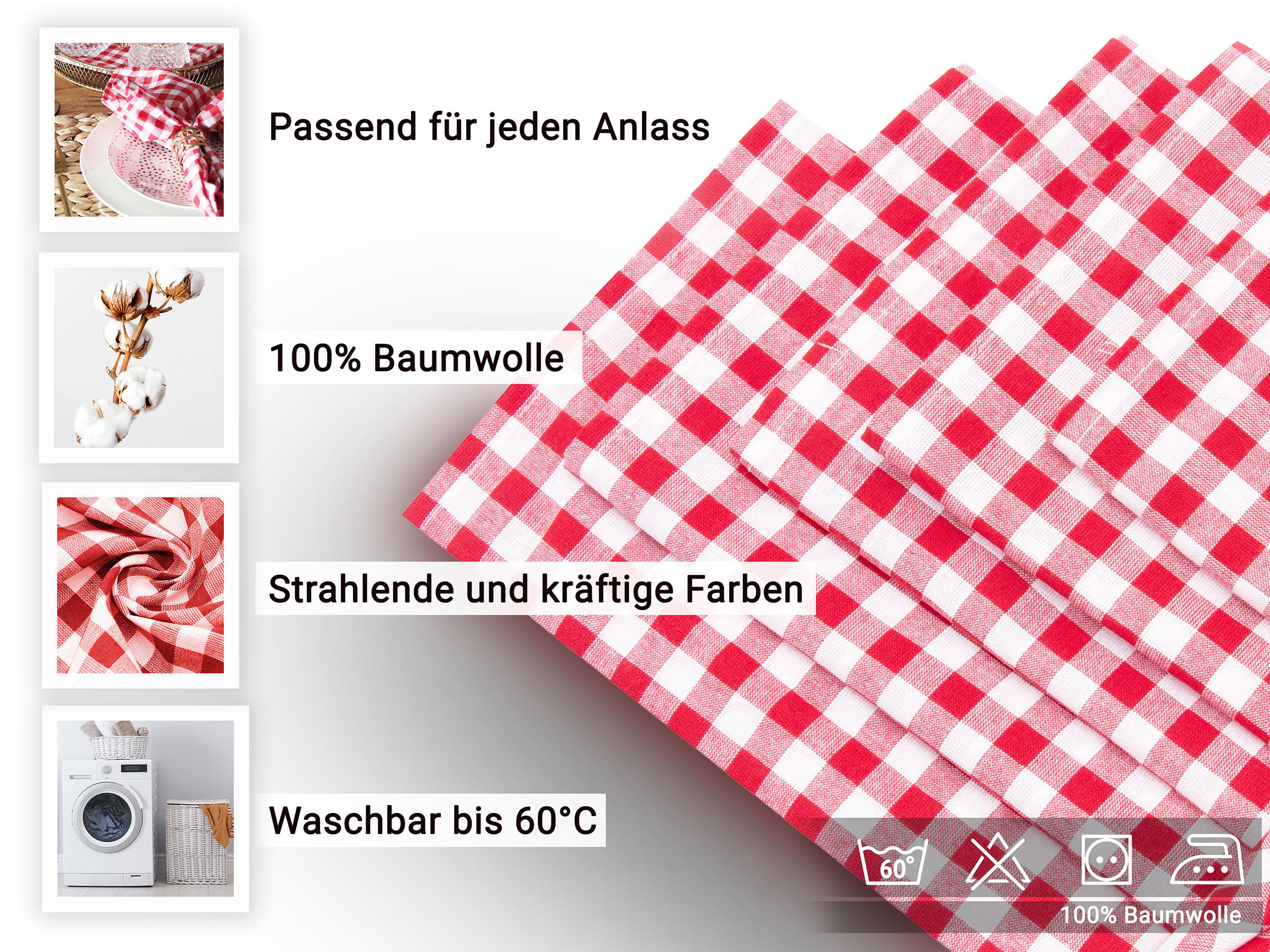 STOFFSERVIETTEN, 6er-Set, 45x45 cm, 100% Baumwolle, Rot - Rot, Textil (45/45cm) - Zollner