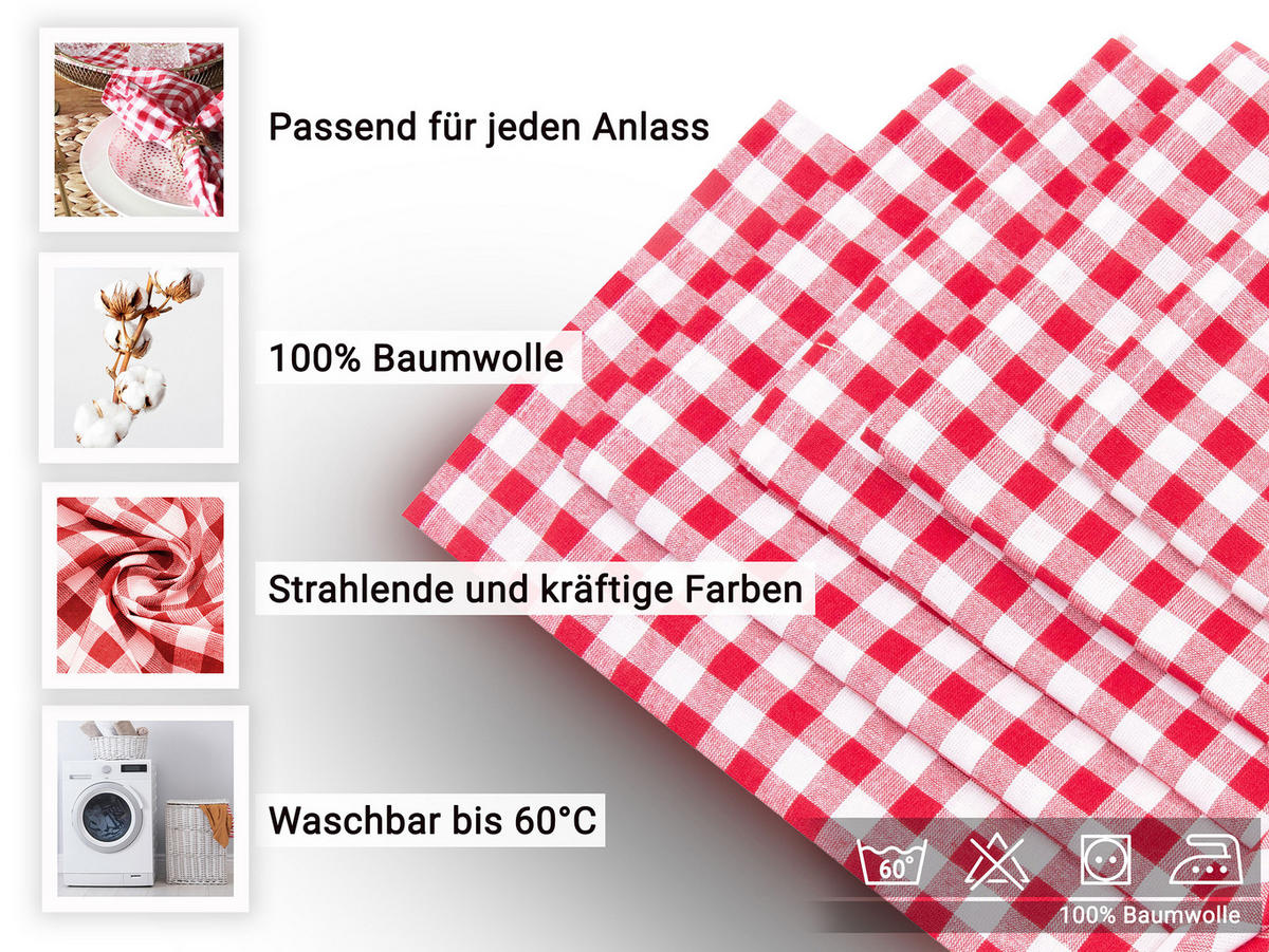 STOFFSERVIETTEN, 6er-Set, 45x45 cm, 100% Baumwolle, Rot - Rot, Textil (45/45cm) - Zollner
