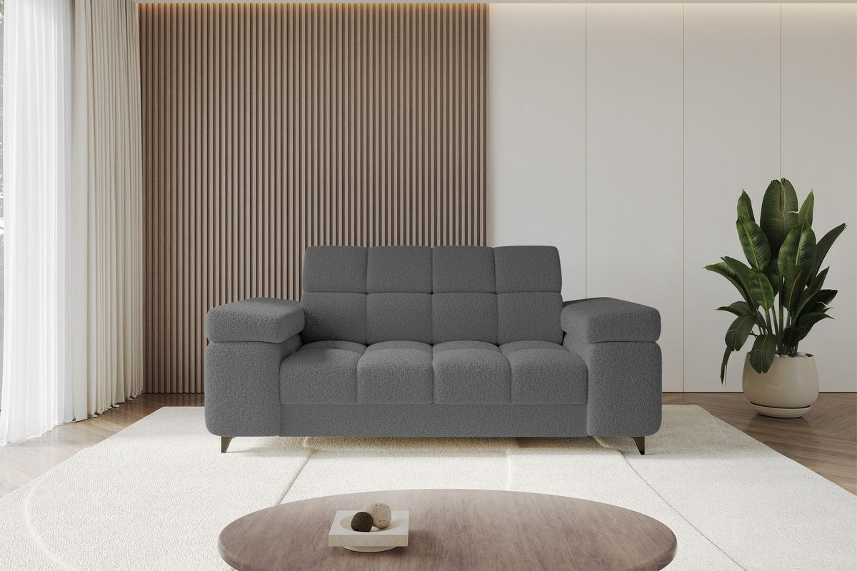 SOFA 2-Sitzer LORD-S1 194x97x90 cm Grau Bouclé - Grau, Holzwerkstoff/Textil (194/90/97cm) - ALTDECOR