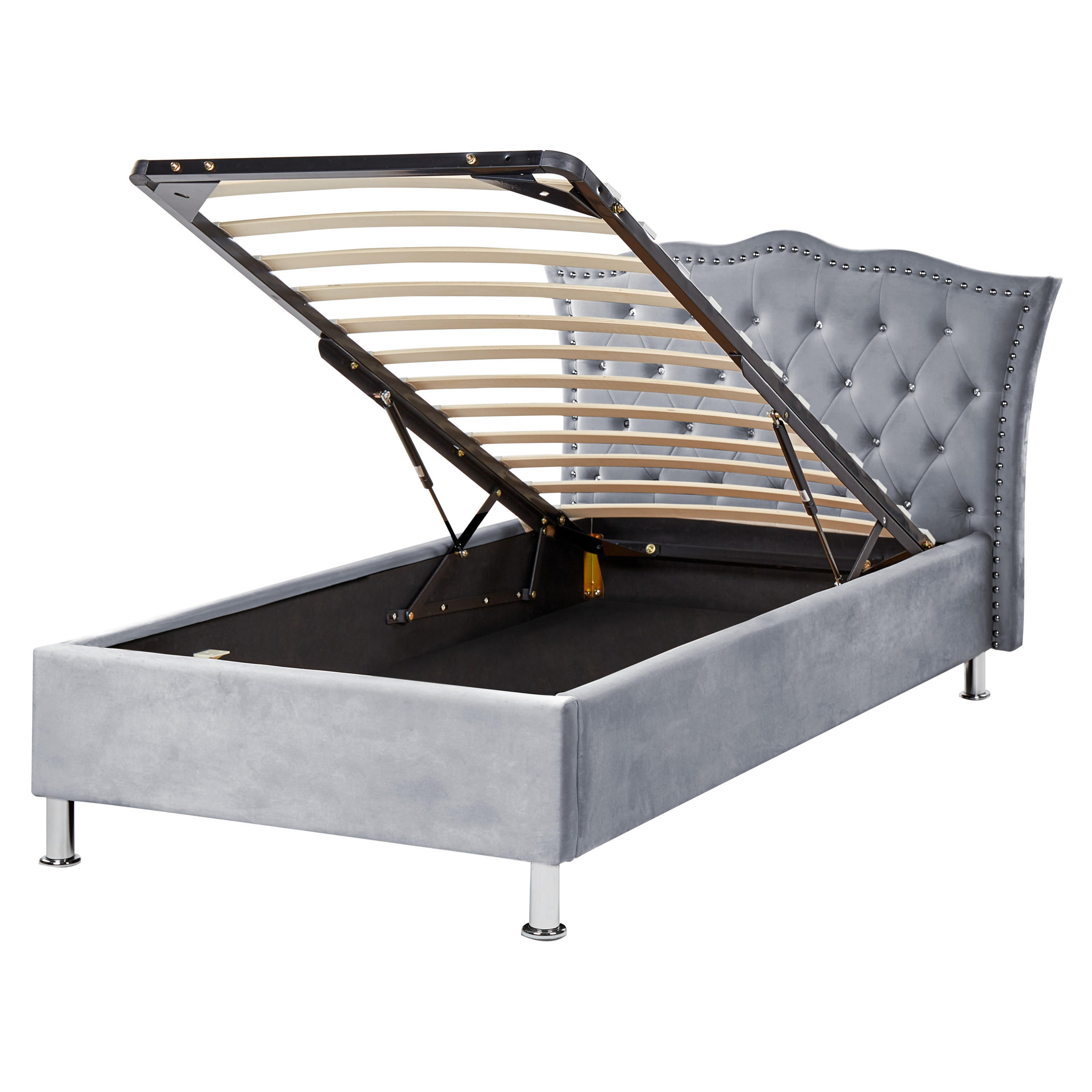 BETT 90/200cm Grau Metz - Grau, Textil (90/200cm) - Beliani