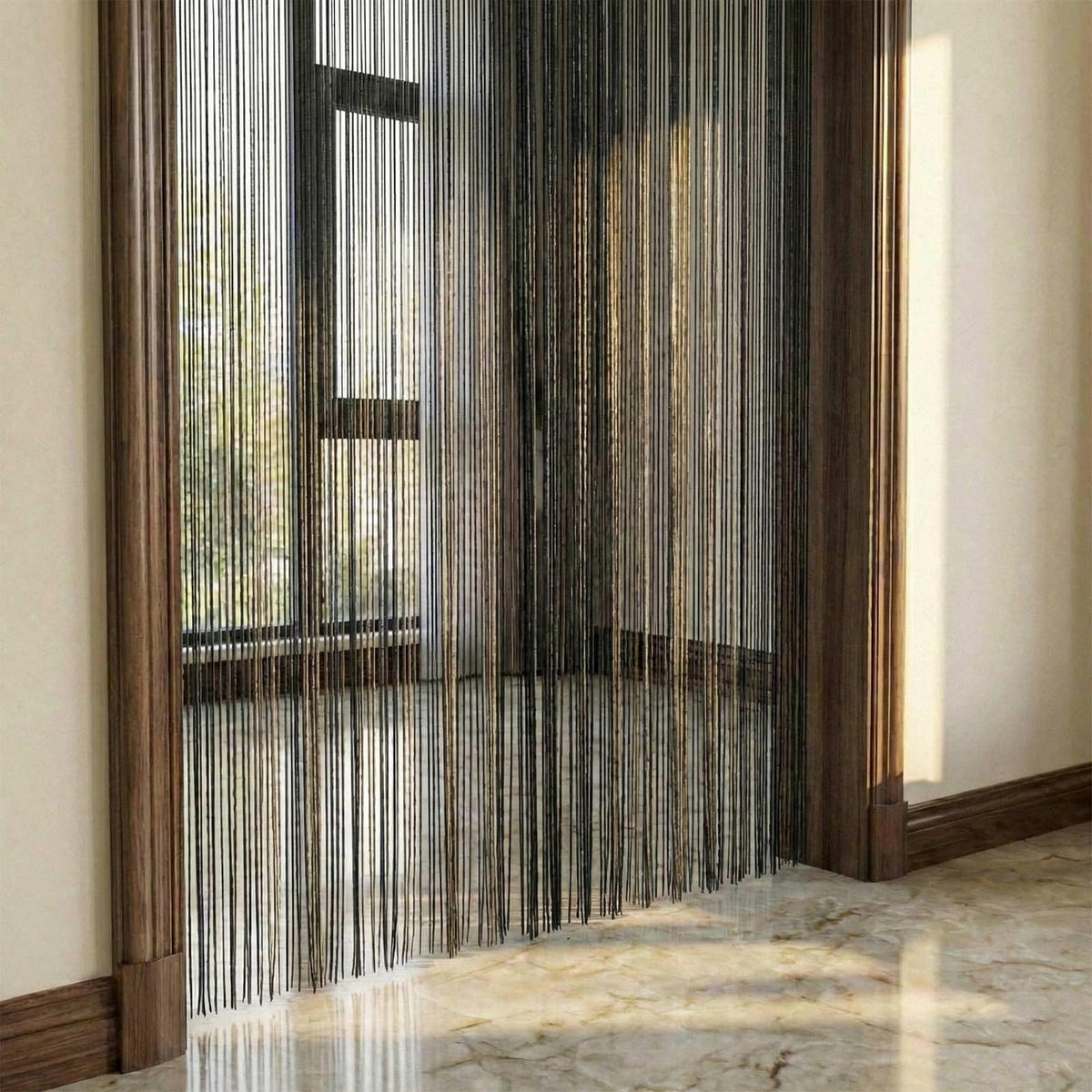 FADENVORHANG schwarz, 90/200 cm - Schwarz, Textil (90/200cm) - Homescapes