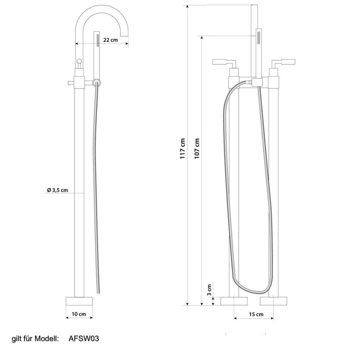 WHIRLPOOL freistehend F13 Armatur AF02 - Weiß, Glas/Kunststoff (80/72/180cm) - AcquaVapore by Sandra Jentho