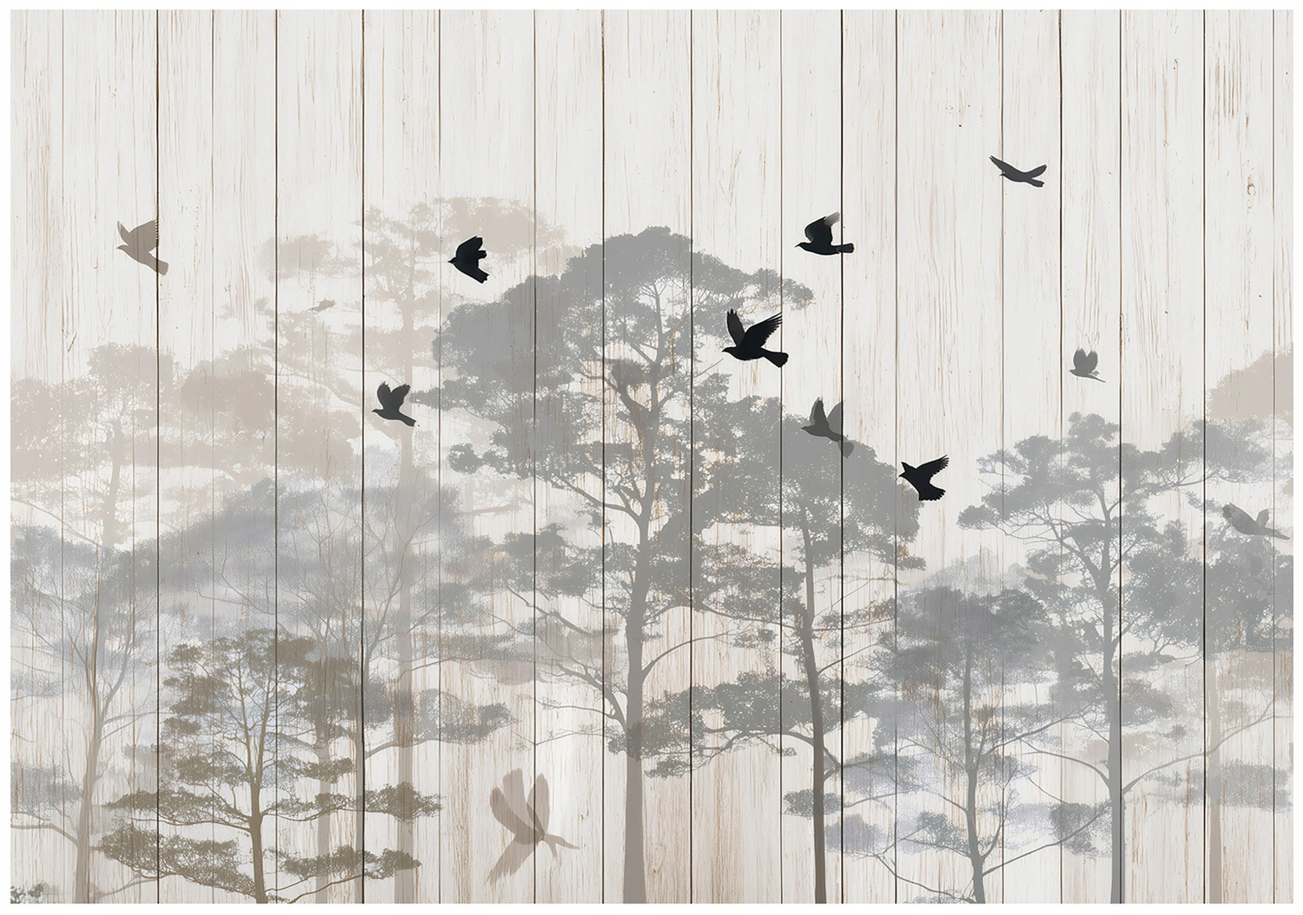FOTOTAPETE Bäume Wald Beige 250x175 cm - Multicolor, Papier (250/175cm) - Wallarena