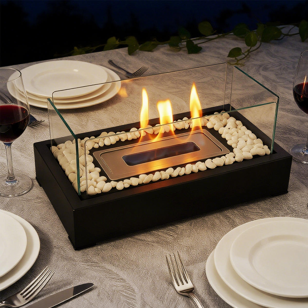 TISCHKAMIN Pyrothea 35/18/15 cm - Schwarz, Metall (18/15/35cm) - ZMH