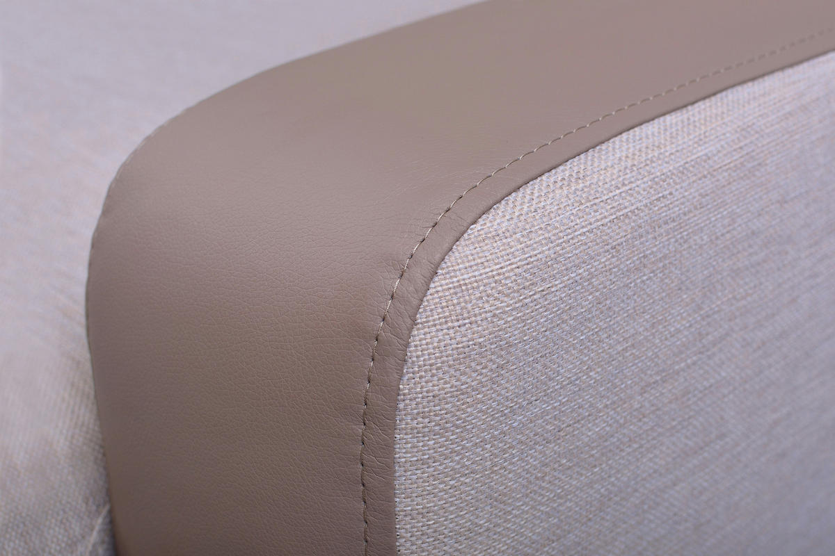 ECKSOFA MIRA Beige Geflochtener Stoff mit Schlaffunktion - Beige, Holz (263/184cm) - MASSENO