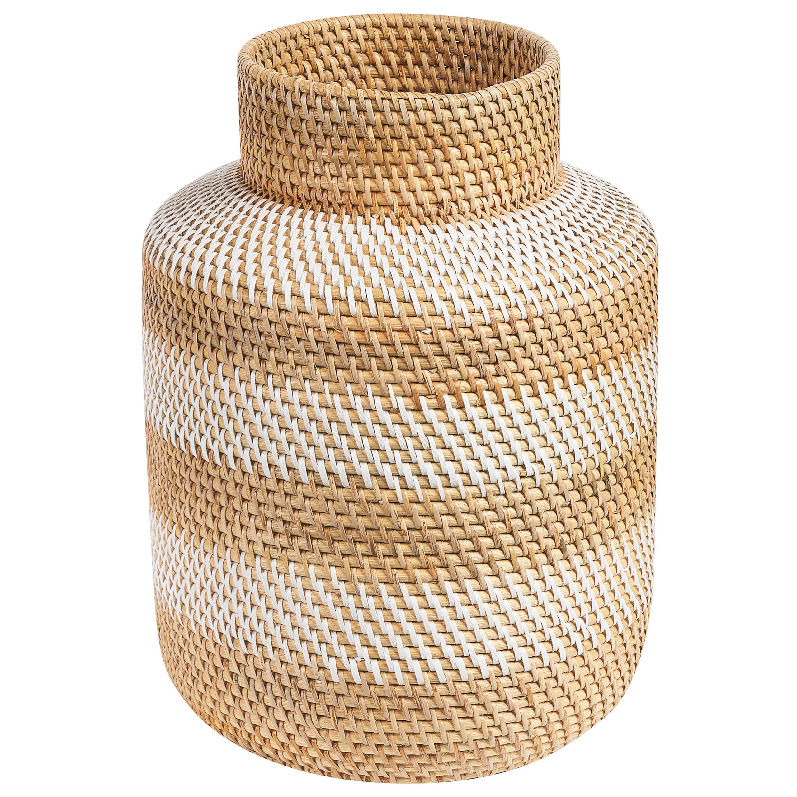DEKOVASE Rattan weiß Renun - Weiß, Naturmaterialien (36cm) - Beliani