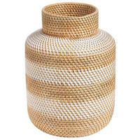 DEKOVASE Rattan weiß Renun - Weiß, Naturmaterialien (36cm) - Beliani