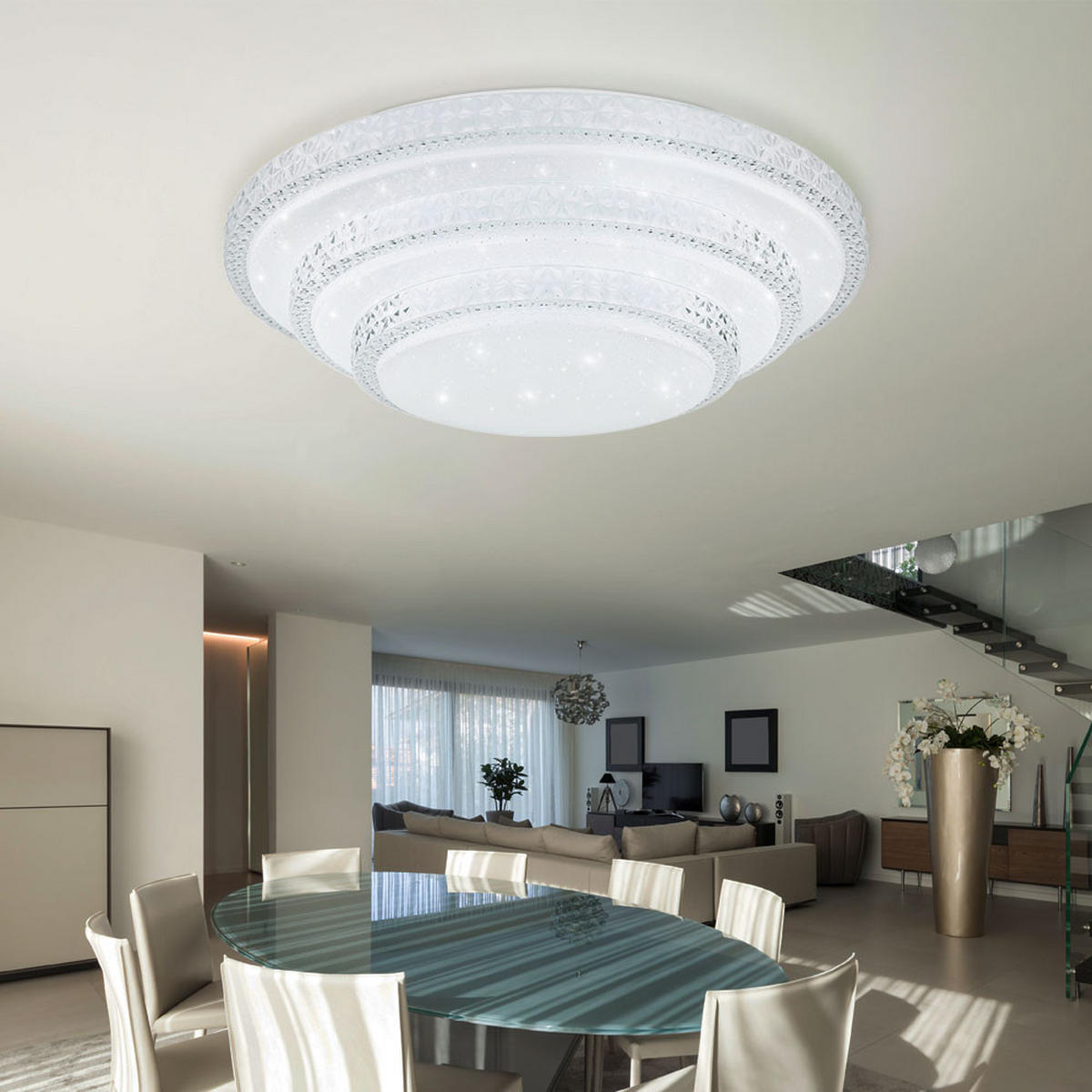 LED DECKENLEUCHTE MAGNIFIQUE Weiß Opal - Weiß, Metall (49.5/49.5/12.7cm) - Globo Lighting