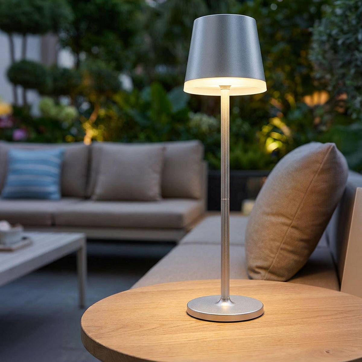 OUTDOOR TISCHLEUCHTE LED, Metall, Silber, verstellbar - Silberfarben, Metall (11/11/41cm) - Globo Lighting