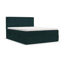 BOXBETT Oris 140/200 cm Grün im Riva Stoff - Schwarz/Grün, Holz/Holzwerkstoff (140/200cm) - AltaBeds