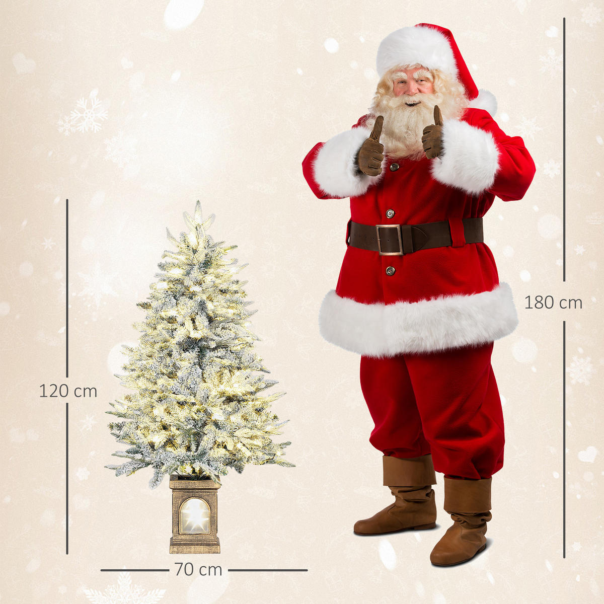 WEIHNACHTSBAUM künstlich 120 cm Christbaum mit Schnee, LED Leuchte Grün+Weiß - Grün, Kunststoff (120cm) - HOMCOM
