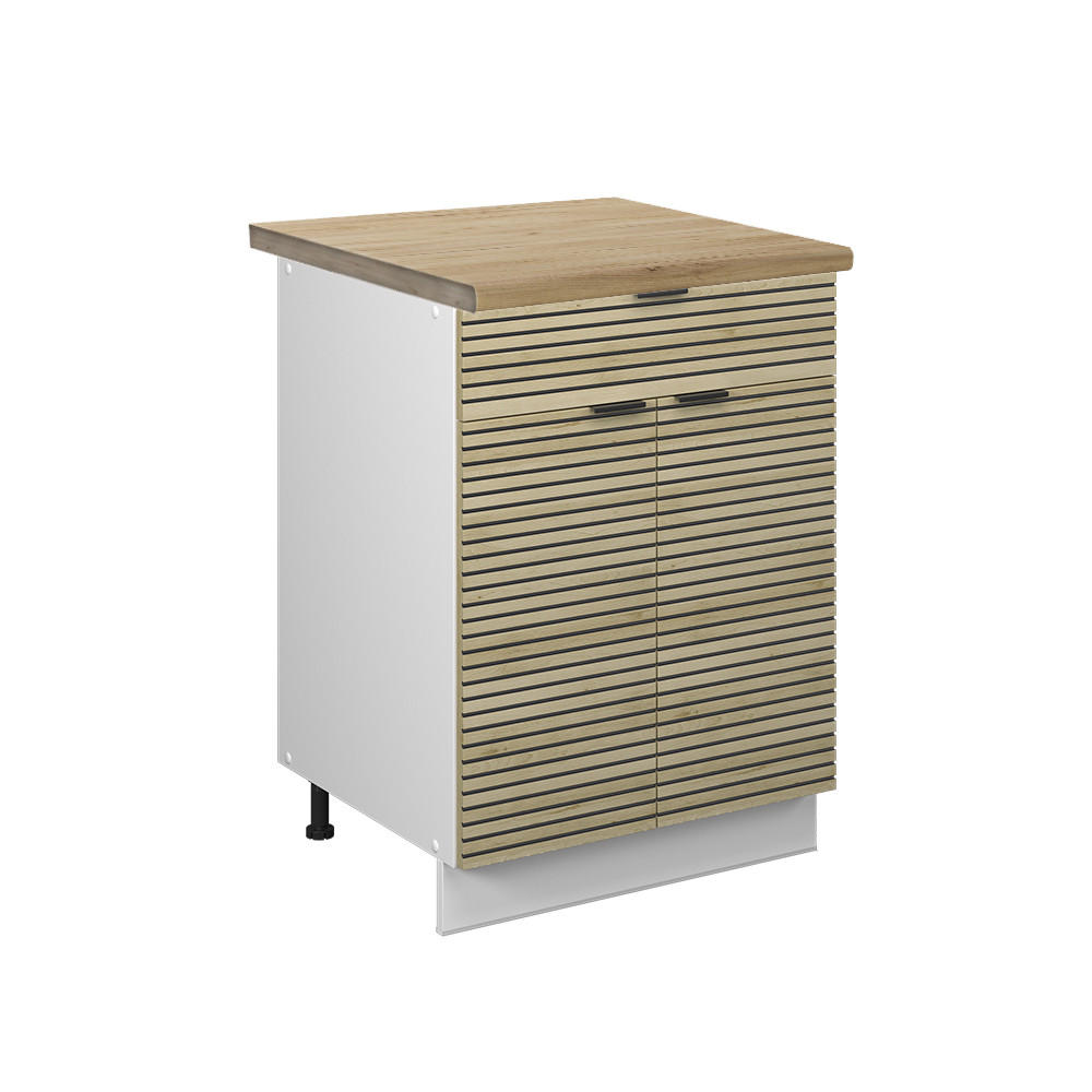 KÖKSUNDERSKÅP Fame-Line Ekpanel 60 cm med låda, AP ek Ekfärgad, Vit 82/60/60 cm