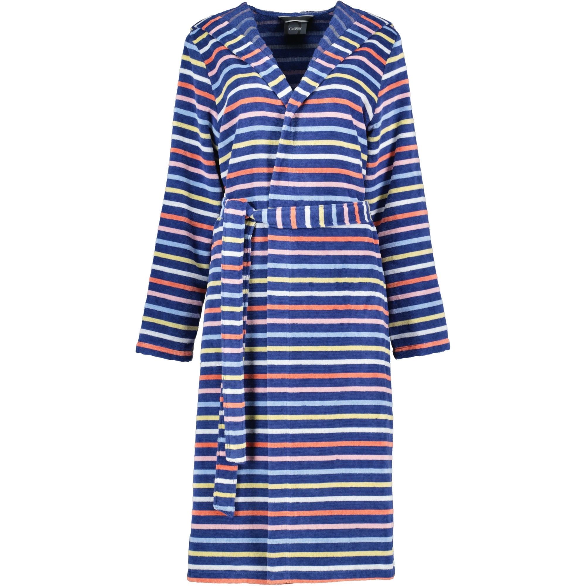 BADEMANTEL DAMEN KAPUZE STREIFEN 3344 BLAU-MULTICOLOR - 12 - Multicolor, Textil (Snull) - Cawoe