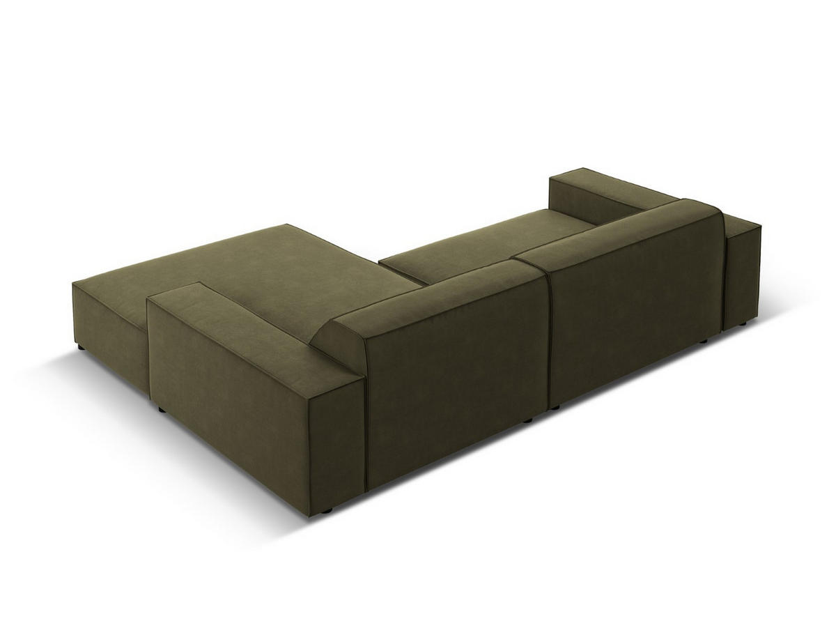 MODULARES-ECKSOFA rechts Jodie aus Samt grün 3 Sitzplätze - Grün, Textil (166/224cm) - Micadoni