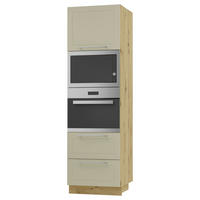 BACKOFEN-HOCHSCHRANK Kvantum D14/RU/2M/284 Vanille Matt / Eiche Artisan Matt 60 / 59 / 207cm - Creme/Eiche Artisan, Holz/Holzwerkstoff (60/207/59cm) - Feldmann-Wohnen