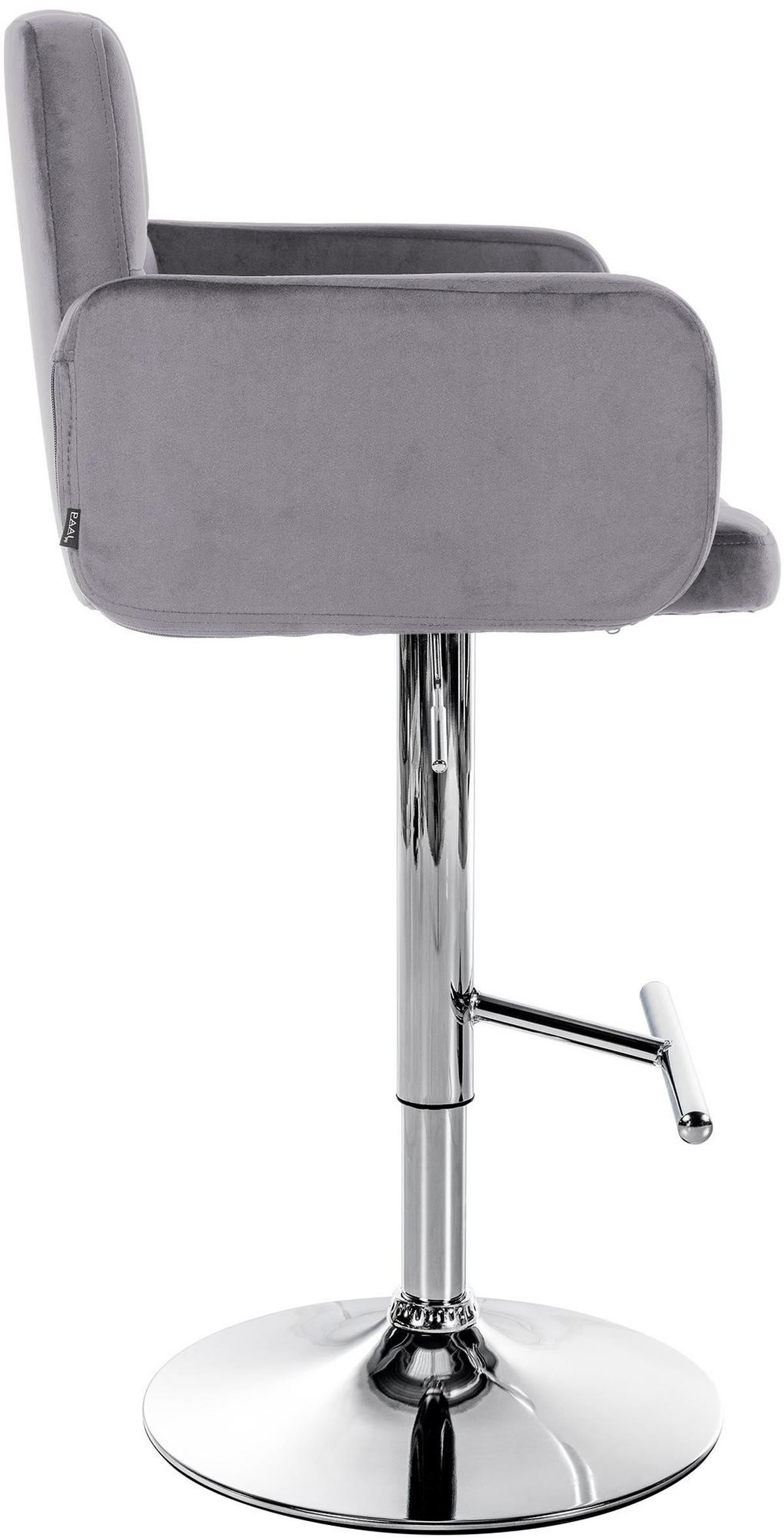 BARHOCKER 2er Set Sutun Samt Dunkelgrau Silber - Dunkelgrau, Textil/Metall (60/93/56cm) - DELUKE
