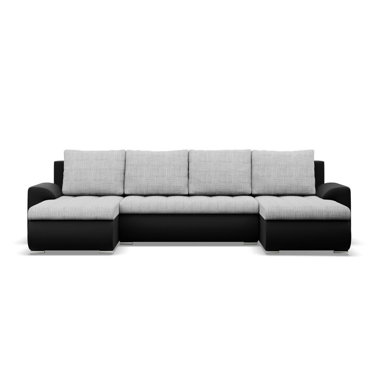 U-SOFA MIT SCHLAFFUNKTION FORESTA, Grau + Schwarz - Schwarz/Grau, Textil (302/89/159cm)
