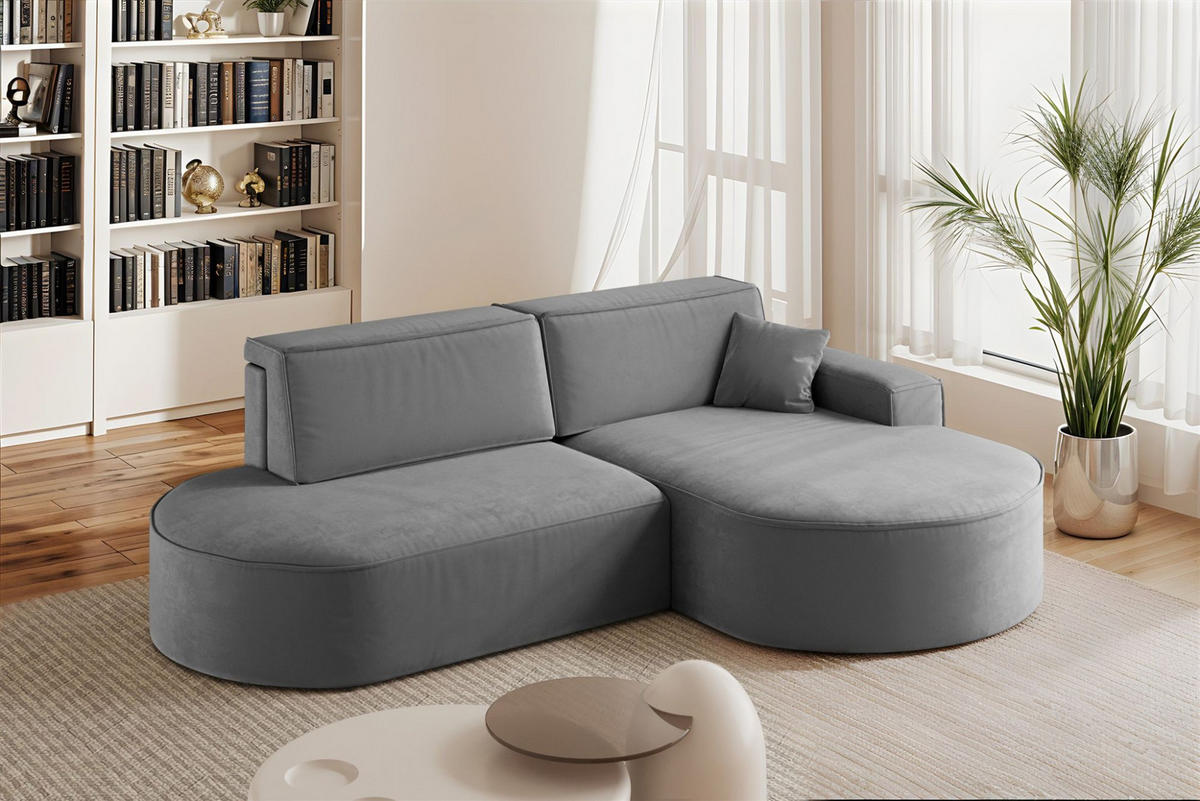 ECKSOFA Venedig Mit Schlaffunktion - Dunkelgrau, Holzwerkstoff/Textil (278/179cm) - Fun Möbel