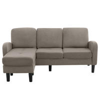 ECKSOFA L-Form mit Chaiselongue 166/118/77 cm Atmungsaktiver Baumwoll-Leinenstoff Kunststoffbeine - Dunkelgrau, Kunststoff (166/118cm) - OKWISH