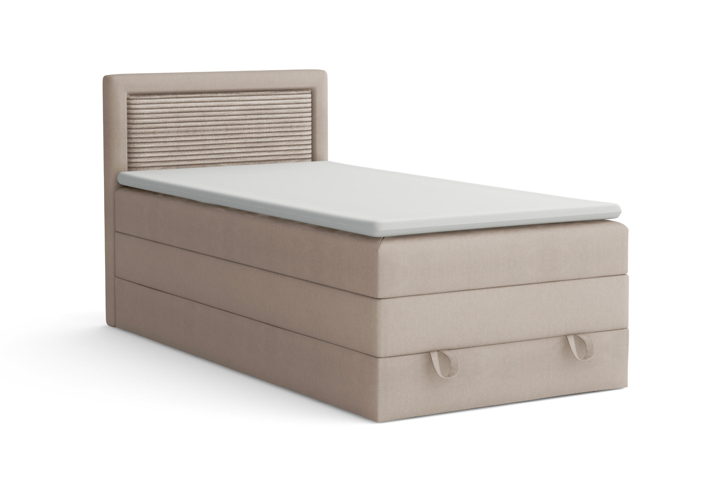 BOXBETT NORA 90/200 in Velours Beige - Beige, Holz/Holzwerkstoff (90/200cm) - Deine Möbel 24