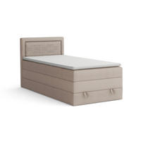 BOXBETT NORA 90/200 in Velours Beige - Beige, Holz/Holzwerkstoff (90/200cm) - Deine Möbel 24