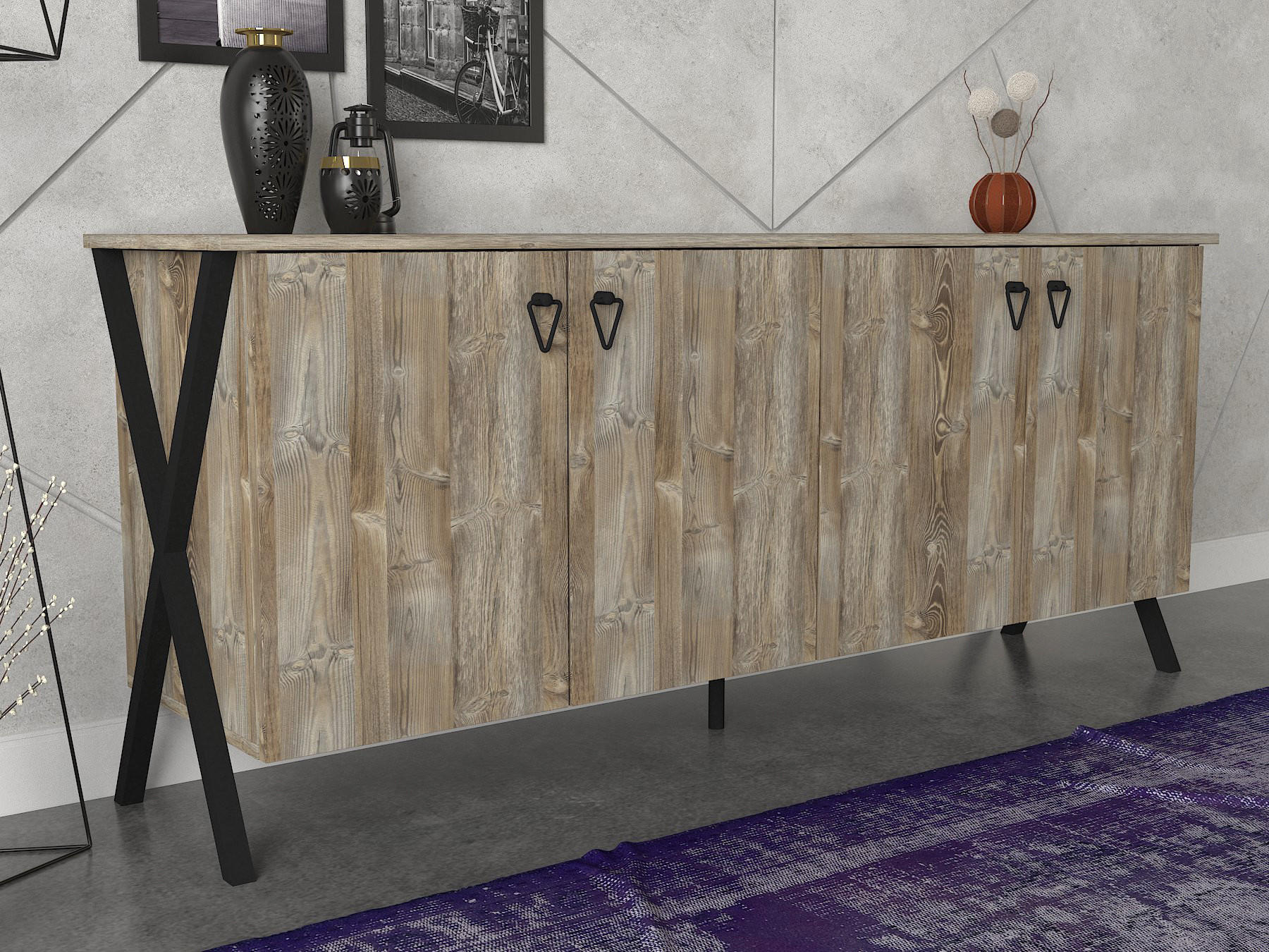 SIDEBOARD Zeth Eiche - Eichefarben, Holzwerkstoff/Metall (180/76.8/44.8cm) - moebel17