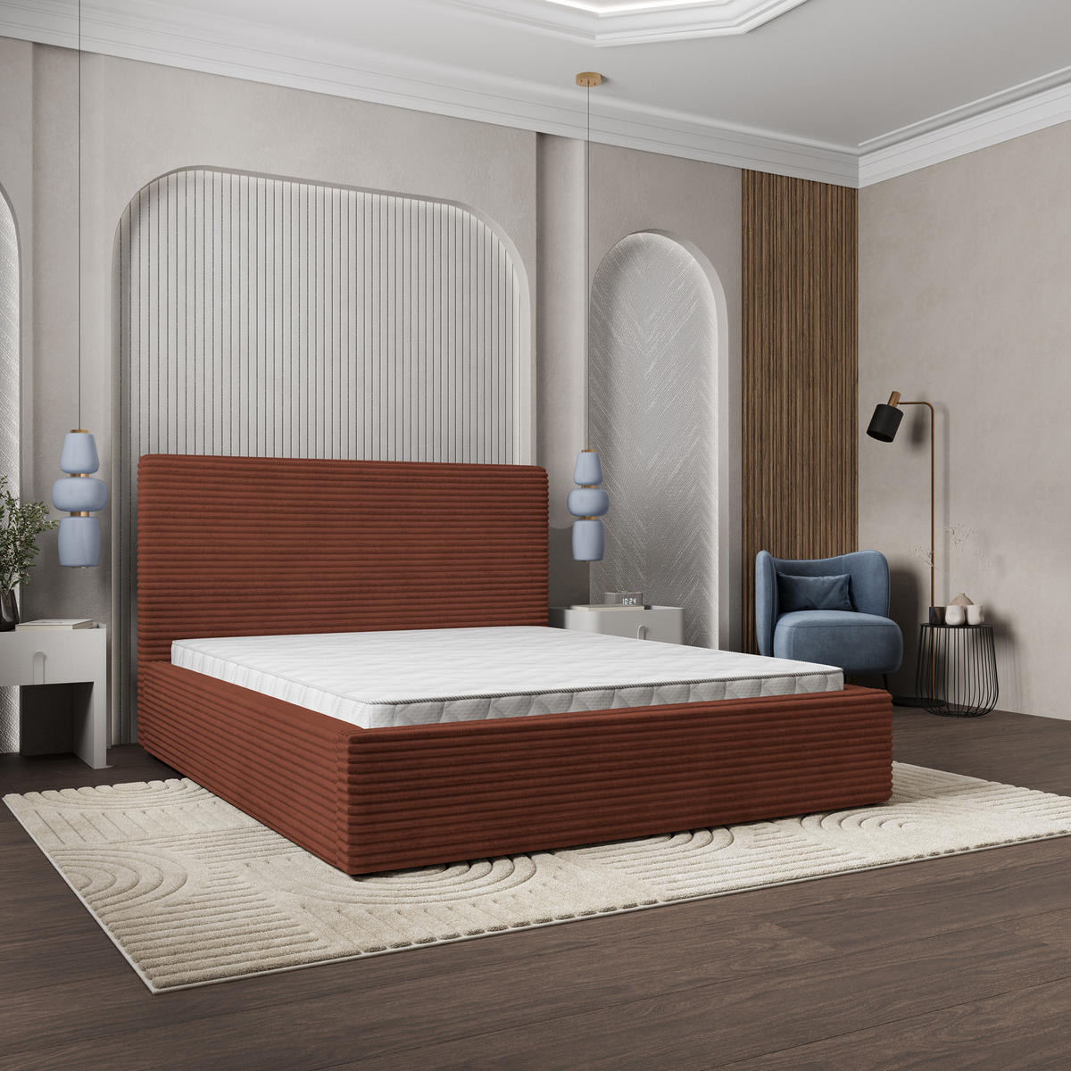 POLSTERBETT MIRETTI 160x200 cm mit Bettkästen - Braun - Braun, Holz (160/200cm) - MASSENO