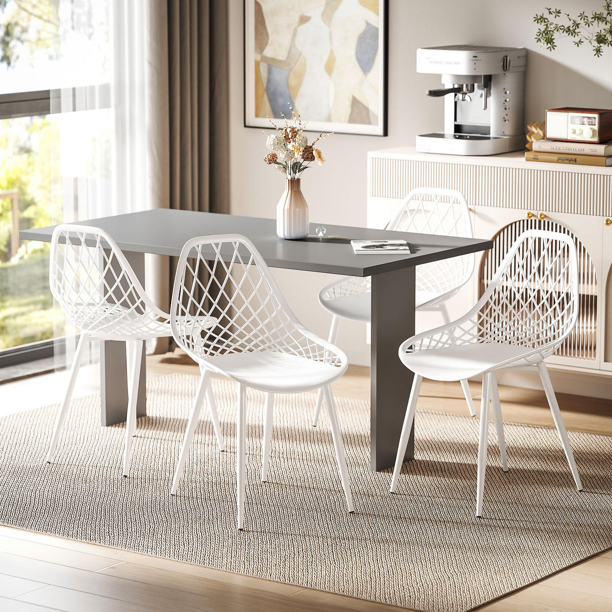 STÜHLE Weiß 4 Stück - Weiß, Kunststoff (48.5/84/51cm) - GiPP