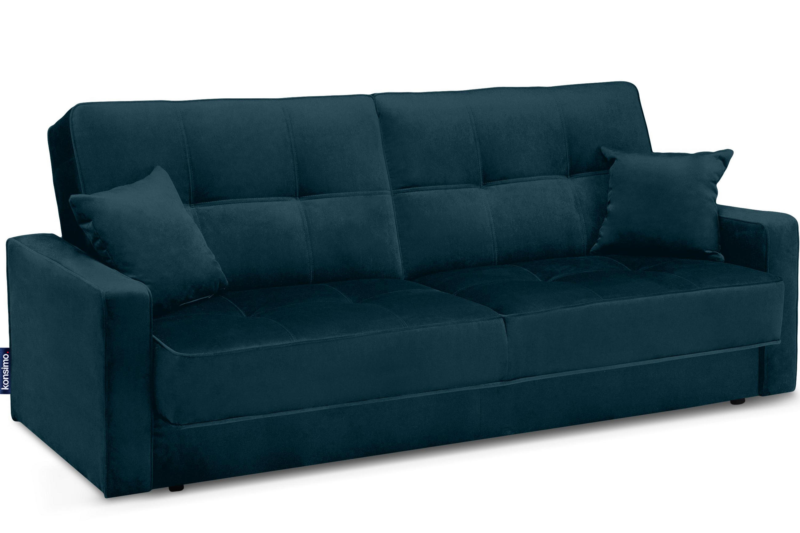 SCHLAFSOFA ORIO 3 Personen, Velours-Stoff, Türkis - Türkis, Textil (219/90/90cm) - KONSIMO®