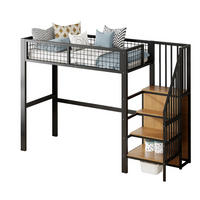 HOCHBETT aus Metall 90x200 cm in Schwarz mit Leiter & Kleiderschrank - Schwarz, Metall (90/200cm) - Modfu